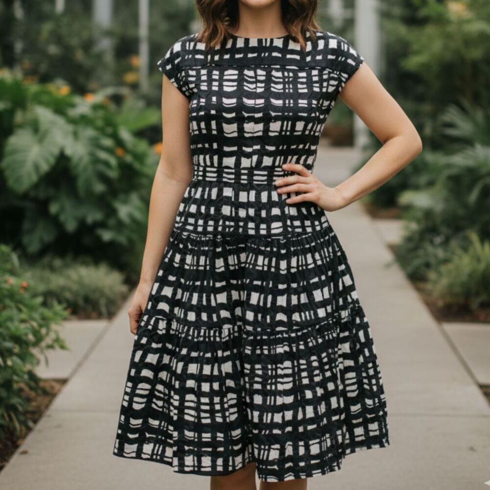 Diego Binetti Love Binetti Black White Midi Dress Size XS